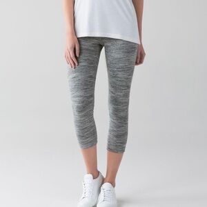 Lululemon Wunder Under Crop Hi-Rise Space Dye Camo Seal Grey Deep Coal Size 4